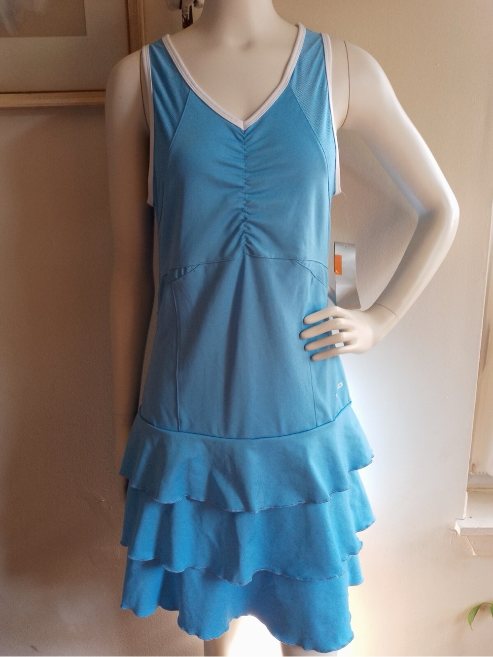 Head Women’s Light Blue Tiered Ruffle V-Neck Tennis Dress